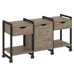 Тумба на колесных опорах наборная. Вариант №6 ЛОФТ ВР.Л-ТН-6.К Металл черный Тиквуд темный / LOFT VR.L-TN-6.K