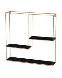 Полка Скуаре золотая Черный мрамор / Square