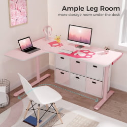 Компьютерный стол ЕУРЕКА ЕРК-Л60Л-ПК-В2 (левый), розовый / EUREKA ERK-L60L-PK-V2