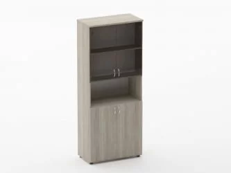 Шкаф высокий со стеклом и нишей Твин 16.16.161 Дуб Сантана светлый / Twin