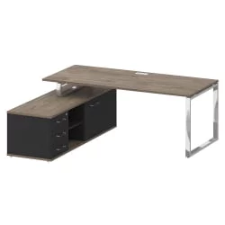 Стол руководителя с опорной греденцией , левый СХИФТ СК.СРГ-200 (Л) Тиквуд Темный/Антрацит / SHIFT SK.SRG-200 (L)