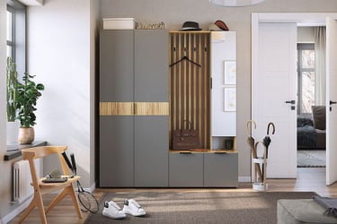 Шкаф двухдверный Бери МПР-024 Дуб крафт золотой/графит / MPR-024