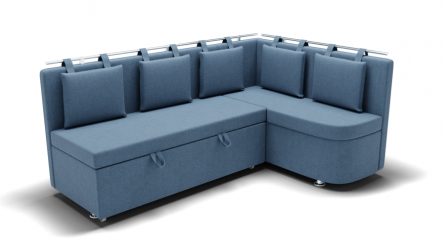 Кухонный диван Париж-2 без спального места угол левый/правый (ЗР) Цвет фасада: Голубой; Тип: Левый/правый; Материал фасада: Металл/Велюр