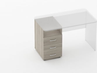 Тумба встраиваемая в стол на 3 ящика с нишей Глассй 3.12.12 Дуб сантана светлый / Glassy