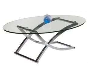 Овальный стол из стекла ДЖ02 Хром / J02