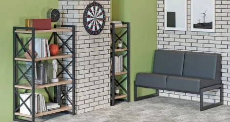 Стеллаж на колесных опорах - 4 полки ЛОФТ  ВР.Л-МСТ.К-4.8В Металл черный Дуб Аттик / LOFT VR.L-MST.K-4.8V