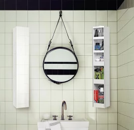 Поворотный шкаф в белом стекле Хоп Шелф Стекло Беленый дуб