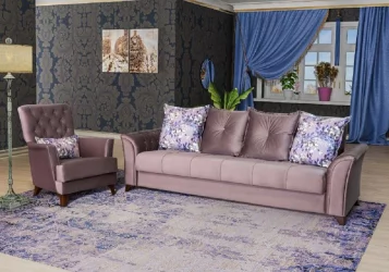 Диван-кровать Ирис ТД 961 Лекко Ява (серо-сиреневый)/Фибра Ветла