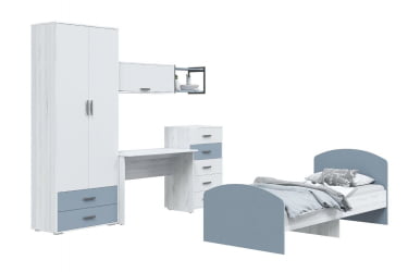 Детская кровать Стич, ясень анкор светлый/серо-голубой