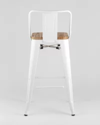 Полубарный стул Толикс Воод со спинкой Белый / Tolix Wood