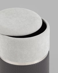 Пуф Кэрри с ящиком серо-черный шенилл с экокожей