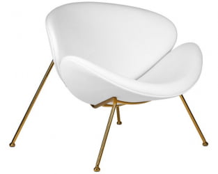 Кресло дизайнерское ДОБРИН ЕМИЛЙ (белый винил ЙП17, золотое основание) 2 шт / DOBRIN EMILY YP17,