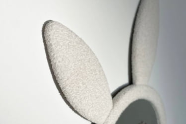 Детский стол со стульчиками Зайка МК-0019 белое дерево/белый (плюш) / MK-0019