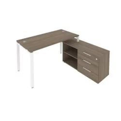 Рабочая станция на П-образном м/к с опорной тумбой правая Метал Сйстем Б.РС-СТС-2.3 Пр Вяз/Белый / Metal System