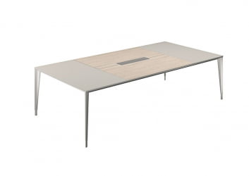 Конференц-стол (домино вдоль) Атлас НЗ-0109.ГС.ЙН.АЛ Серый камень Ясень Наварра Алюминий / Atlas NZ-0109.GS.YN.AL