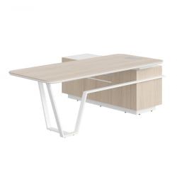 Стол руководителя левый Лине СФ-571202.1 Дуб светлый Белый / Line