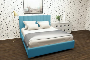 Кровать 140 на 200 Терра с ортопедическим основанием Цвет фасада: Бирюзовый; Материал фасада: Металл/Велюр; Спальное место: 1400х2000 мм