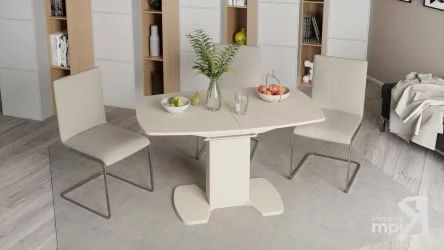 Стол обеденный нев Портофино СМ(ТД)-105.02.11(1) Бежевое/Стекло бежевое матовое ЛУКС / new LUX