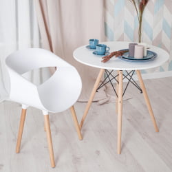 Круглый стол CИНДЙ НЕКСТ (мод. 70-80 МДФ) металл/мдф/бук, Д70х75см, белый/натуральный / CINDY NEXT (mod. MDF) D70х75см,