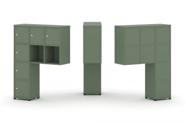 Надставка на стол высокая односторонняя + задняя стенка (8 шт.) + распашной фасад (6 шт.) CОНCЕПТ CН.ОНВ-009 Кобо Черный металл / CONCEPT CN.ONV-009