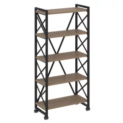 Стеллаж на колесных опорах - 5 полок ЛОФТ ВР.Л-МСТ.К-5.8 Металл черный Дуб Аризона / LOFT VR.L-MST.K-5.8
