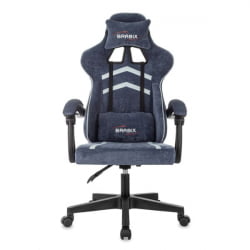 Кресло компьютерное БРАБИКС Шоотер ГМ-123, 2 подушки, ткань, синее/серое / BRABIX Shooter GM-123,