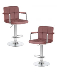 Стул барный ДОБРИН КРУГЕР АРМ (пудрово-розовый велюр (МДЖ9-32)) 2 шт / DOBRIN KRUGER ARM (MJ9-32))