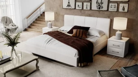 Кровать 160 на 200 Элис с мягкой обивкой  тип 1 Светлая