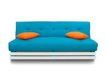 Диван с деревянными ножками МАНГО 1 (2 категория) Бирюзовый Оранжевый / MANGO