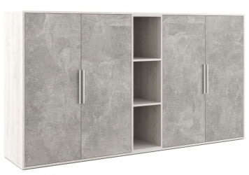 Шкаф средний 4 створки, с нишей Б-ТОНЕ БТН36153231 Сосна Бетон светлый / B-TONE BTN36153231