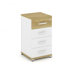 Тумба опорная/приставная с 4 ящиками CОНCЕПТ CН.ТУО-002 Б/В Дуб Винченцо Белый бриллиант Белый / CONCEPT CN.TUO-002 B/W