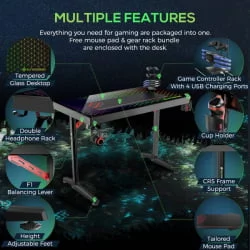 Стеклянный компьютерный стол Еурека ГТД-И43 Експлорер Едитион / Eureka GTD-I43 Explorer Edition