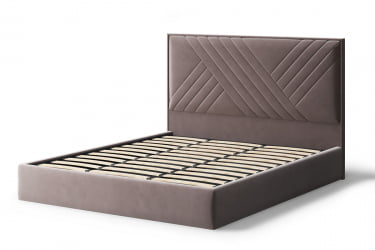 Кровать МИРА 2000*1400мм (без опор), велюр Бренди лайт 05 (кофе), (б/основания, б/матраса)