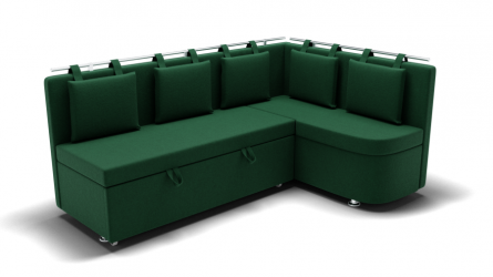 Кухонный диван Париж-2 без спального места угол левый/правый (ЗР) Цвет фасада: Зеленый; Тип: Левый/правый; Материал фасада: Металл/Велюр