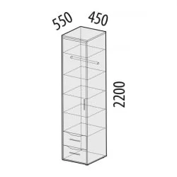 Шкаф-пенал (левый) Мегаполис 55.22 Сосна Астрид