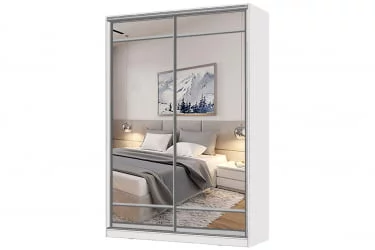 Белый шкаф-купе с зеркалом Виктория 1600х584х2300, Белый 16ДЗЗЗДЗЗЗ-ШЯ-Б 310-494