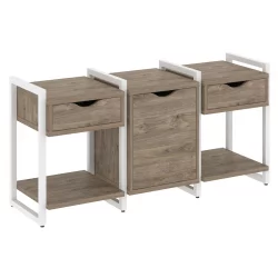 Тумба на регулируемых опорах наборная. Вариант №6 ЛОФТ ВР.Л-ТН-6.О Металл белый Тиквуд темный / LOFT VR.L-TN-6.O