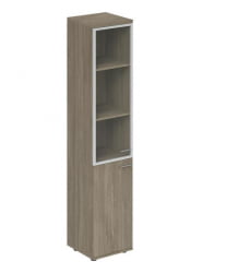 Шкаф высокий со стеклом, задняя стенка ХДФ (левый) Винг ВН.702.ОД.ОД.АЛ.Л Дуб темный / Wing WN.702.OD.OD.AL.L