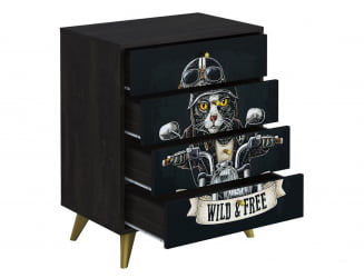 Комод Фьюжн КМ-001 АРТ Угольный камень/БИКЕР CАТ / камень/BIKER CAT