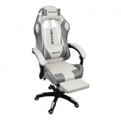 Геймерское кресло 1208, замша, цвет бело-серый с массажем, арт 1208-Вхите-Грей / 1208-White-Grey