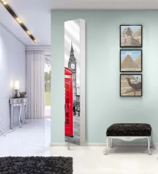 Поворотный зеркальный шкаф Лупо Шелф Арт Беленый дуб