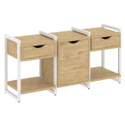 Тумба на регулируемых опорах наборная. Вариант №6 ЛОФТ ВР.Л-ТН-6.О Металл белый Тиквуд светлый / LOFT VR.L-TN-6.O