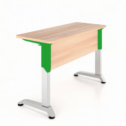 Парта двухместная Де Гласси Н (рост 3-5)  ЛДСП Серый/ Металл Серый+Зеленый