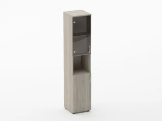 Шкаф высокий со стеклом и нишей Глассй 6.19.14Л Дуб сантана светлый / Glassy