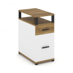 Тумба опорная/приставная с ящиком, распашным фасадом и надставкой CОНCЕПТ CН.ТГО-006 Б/В Сандал Янтарный Белый бриллиант Черный / CONCEPT CN.TGO-006 B/W