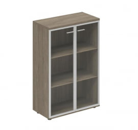 Шкаф средний со стеклом, задняя стенка ЛДСП Винг ВН.811.ОД.АЛ Дуб темный / Wing WN.811.OD.AL