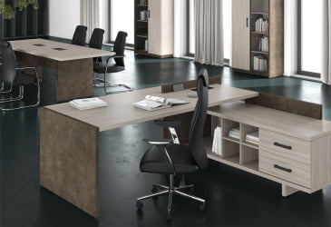 Стол для заседаний ВООД&СТОНЕ СФ-531102 Дрифтвуд Бетон Чикаго темный / WOOD&STONE