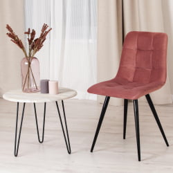 Стул CХИЛЛЙ (мод. 7095-1) ткань/металл, 45кс53х88 см, высота до сиденья 50 см, коралловый баркхат 15 /черный / CHILLY (mod. 45x53х88 barkhat