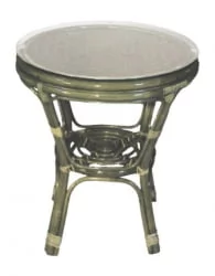 Стол Багама круглый с плетеной столешницей Бахама2 олива / Bahama2