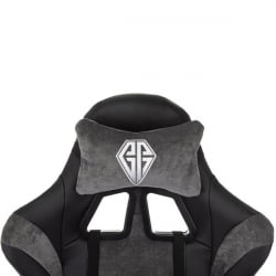 Кресло компьютерное БРАБИКС Форсер ГМ-127, 2 подушки, экокожа/велюр, черное/серое / BRABIX Forcer GM-127,